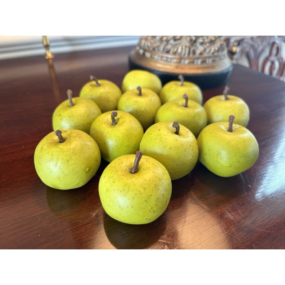 Artificial Faux Mini Granny Smith Apples Green Farmhouse Decor 1.5”, Lot of 12